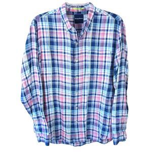 Tommy Bahama Long Sleeve Linen Shirt Multicolor Men's‎ XL Plaid Colorful Comfort